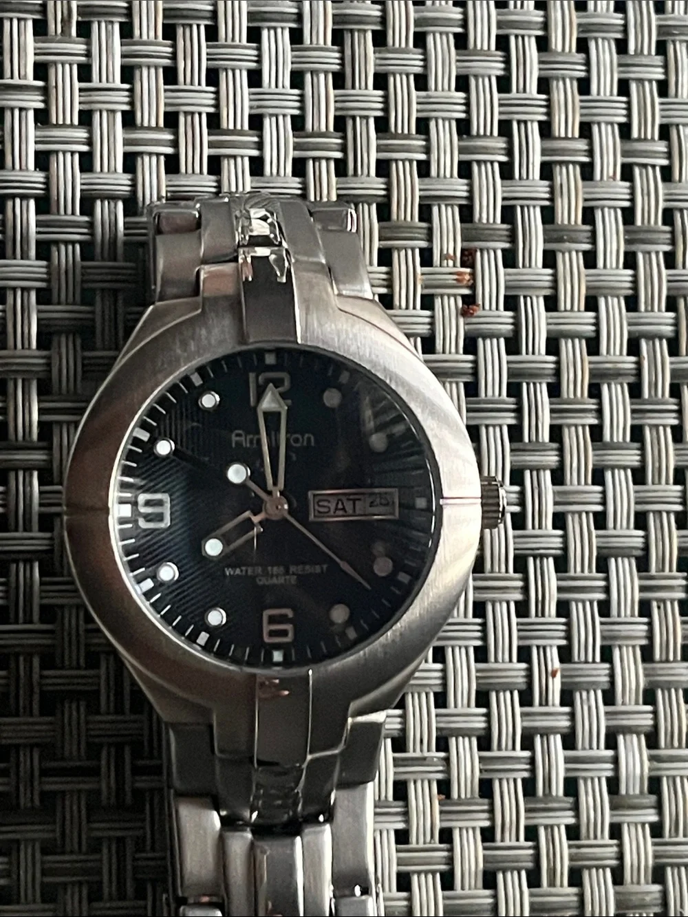 Armitron Silver-Tone Men's Day-Date Watch with Black Dial